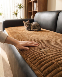 Cozy Quilted Couch Cover Protector - in use