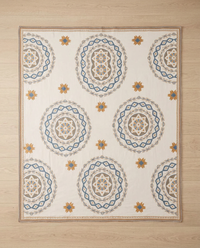 Serene Mandala Cotton Throw Blanket - flat lay