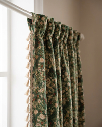 French Vintage Floral Tapestry Curtain - header detail