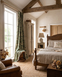 French Vintage Floral Tapestry Curtain - wide bedroom