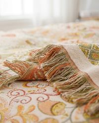 Autumn Leaf Boho Reversible Blanket - tassel detail
