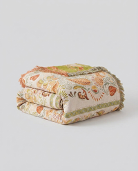 Autumn Leaf Boho Reversible Blanket - folded studio