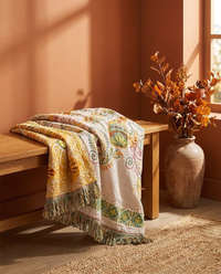 Autumn Leaf Boho Reversible Blanket - Blush Maple