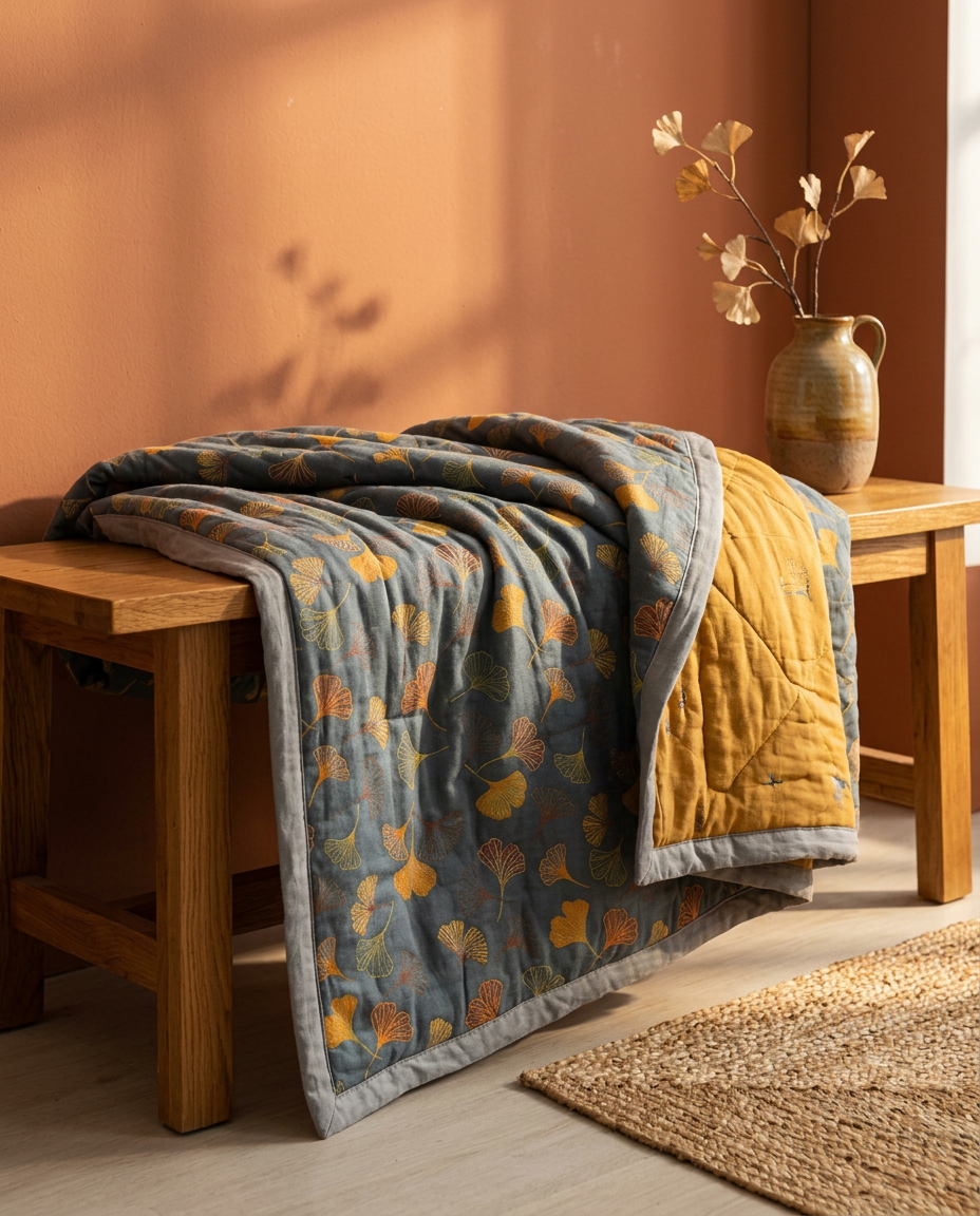 Ginkgo Leaf Throw Blanket - hero