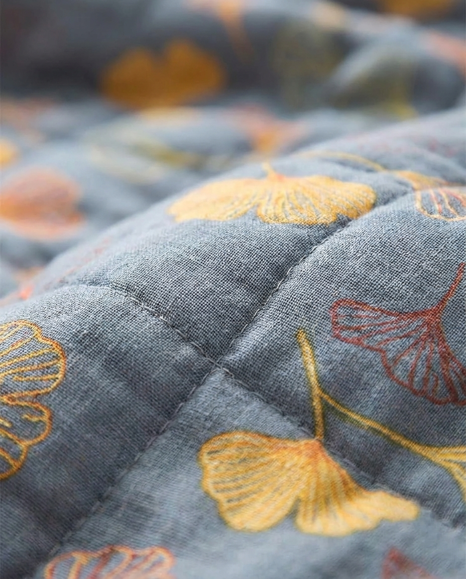 Ginkgo Leaf Throw Blanket - texture detail