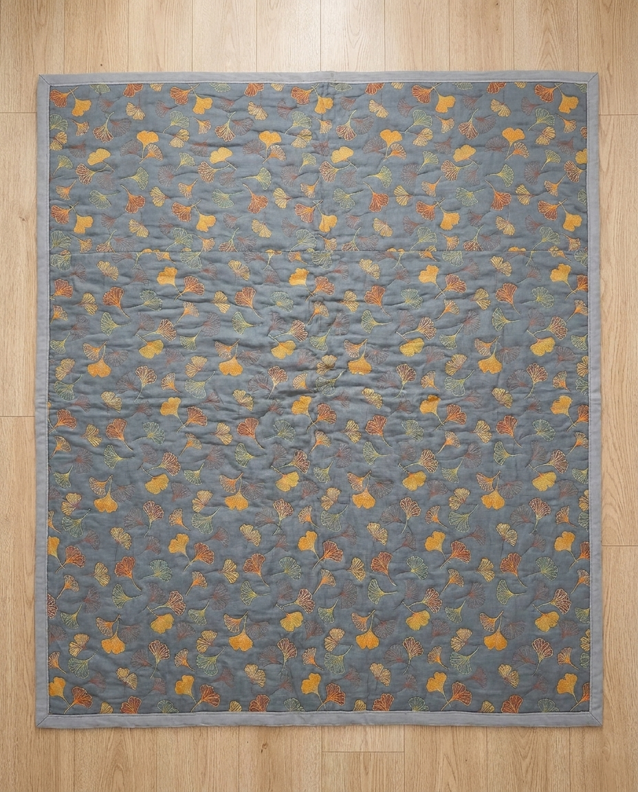 Ginkgo Leaf Throw Blanket - flat lay