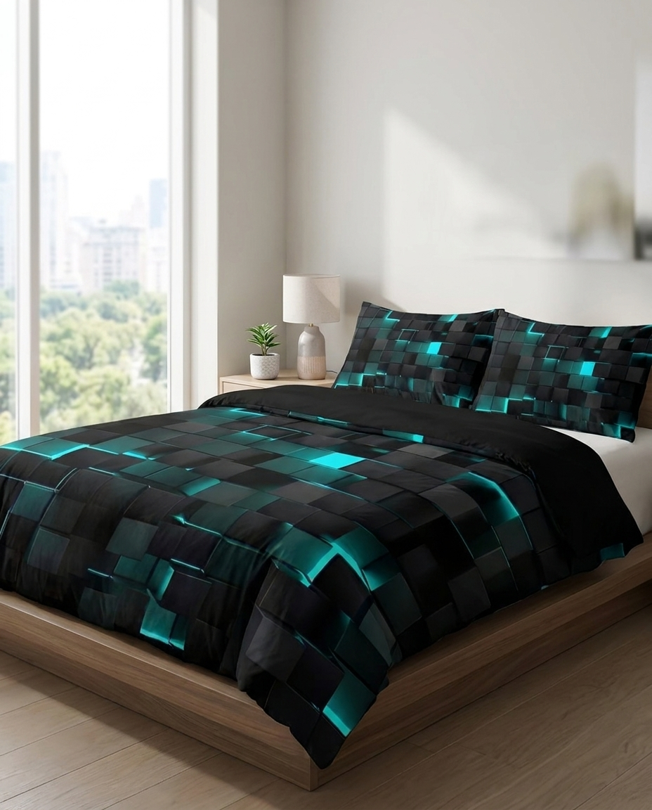 GEOMATRIX Duvet Cover Set - Sky Blue