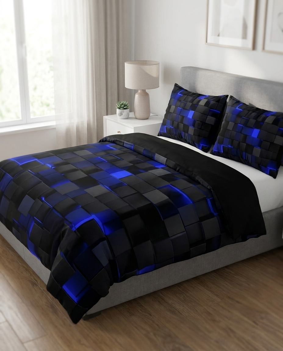 GEOMATRIX Duvet Cover Set - Blue