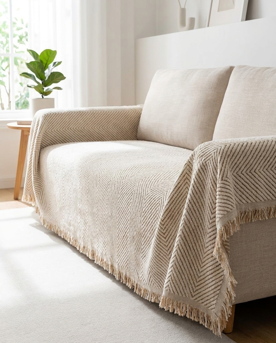 Stripe Herringbone Sofa Cover - hero
