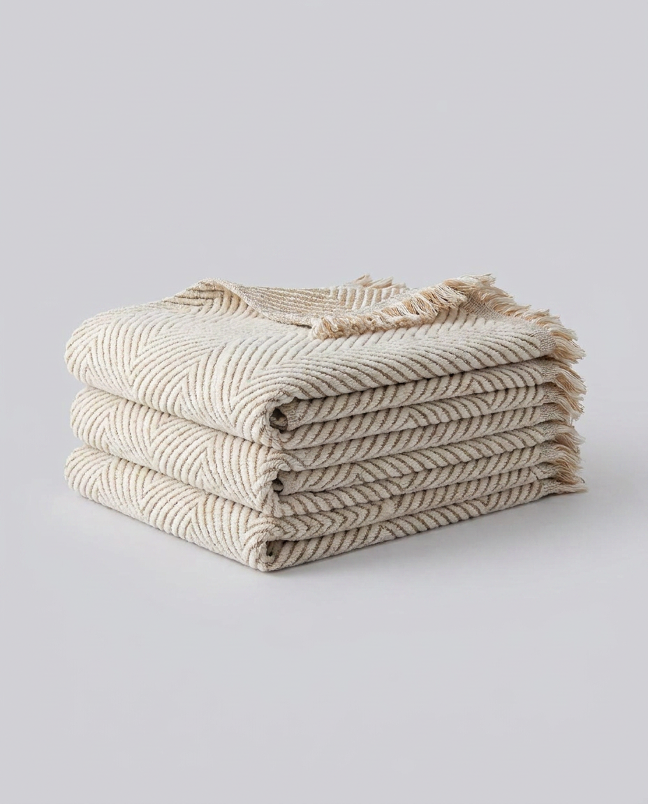 Stripe Herringbone Sofa Cover - folded studio