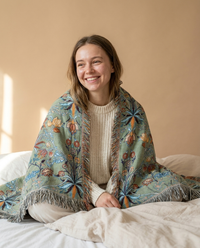 Wild Petal Pure Cotton Reversible Blanket - model shot