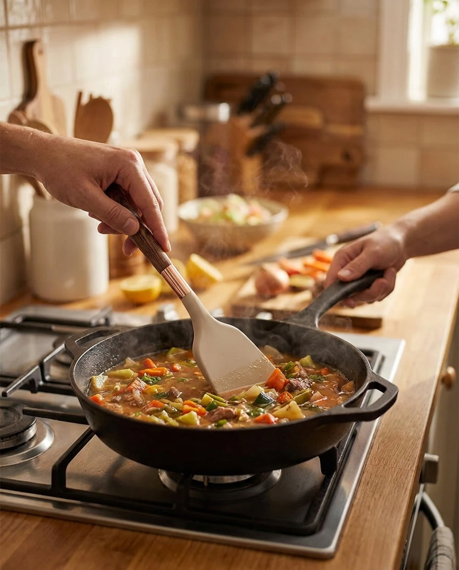 Luxe Silicone Cooking Utensils - in use
