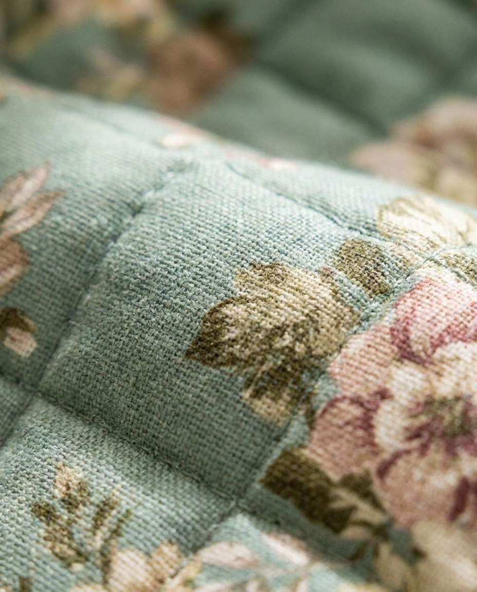 Delicate Floral Canvas Storage Basket - texture detail
