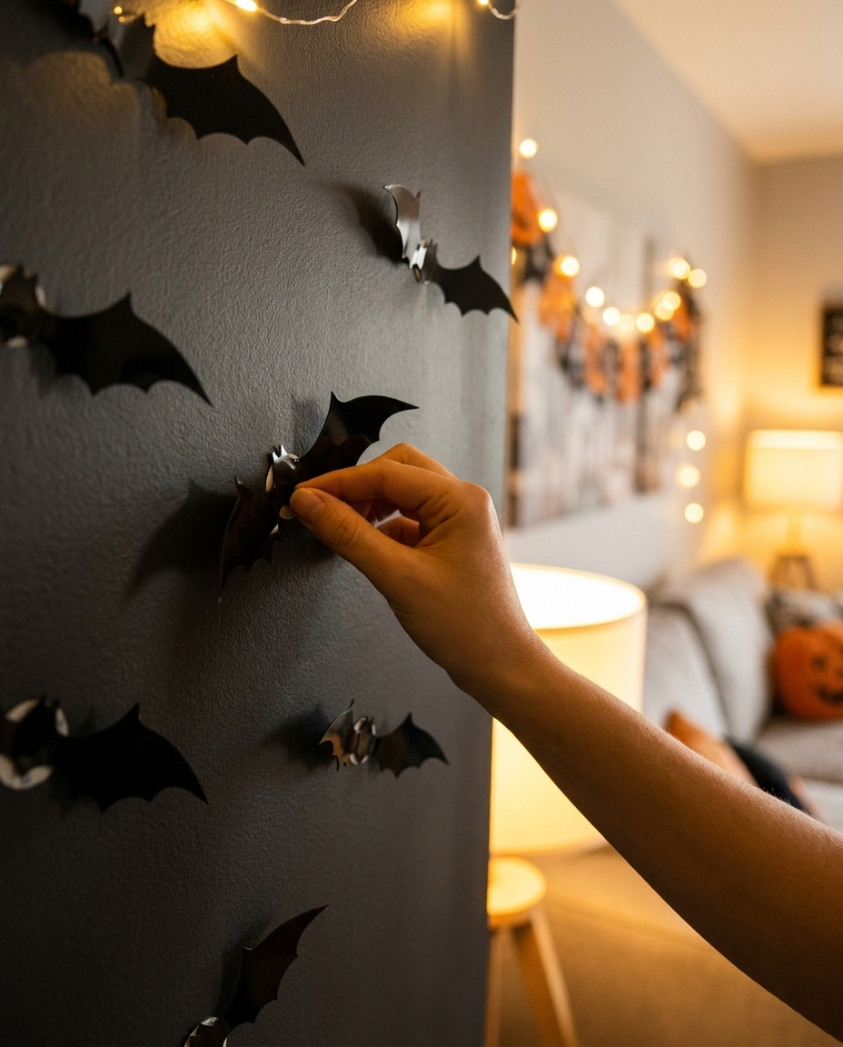 3D Bat Wall Stickers - applying to wall