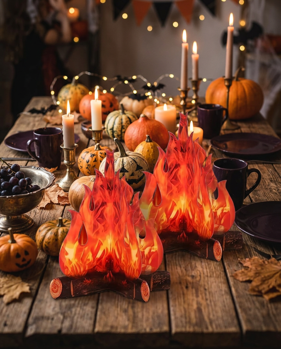 3D Fake Bonfire Centerpiece - hero table