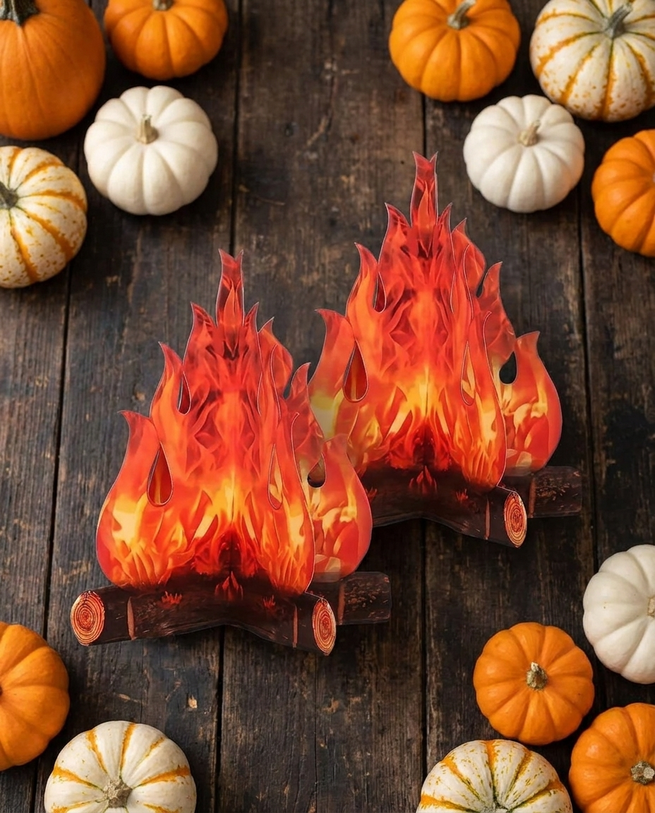 3D Fake Bonfire Centerpiece - flat lay