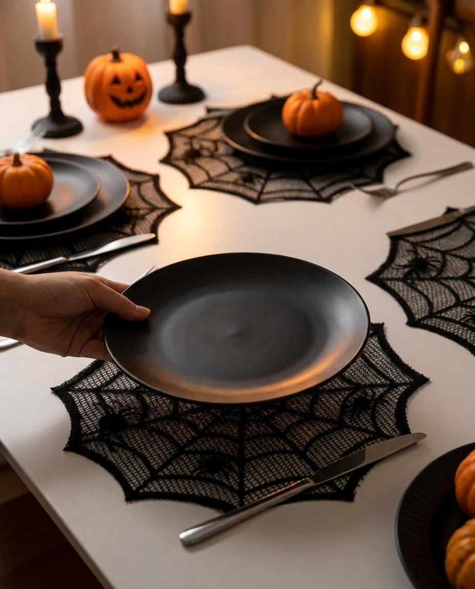 Spiderweb Placemats - in use