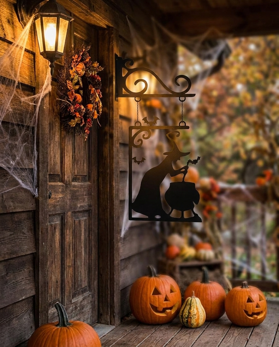 Witch Silhouette Metal Pendant - hero door