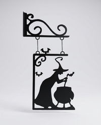Witch Silhouette Metal Pendant - studio shot