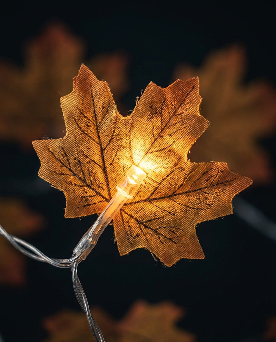 Maple Leaf Lantern Garland - macro detail