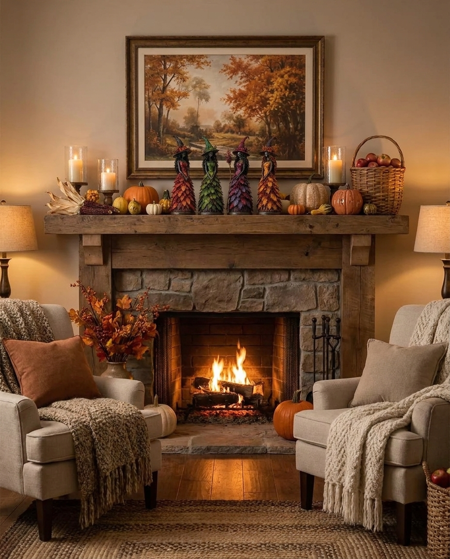 Witch Statue - wide living room