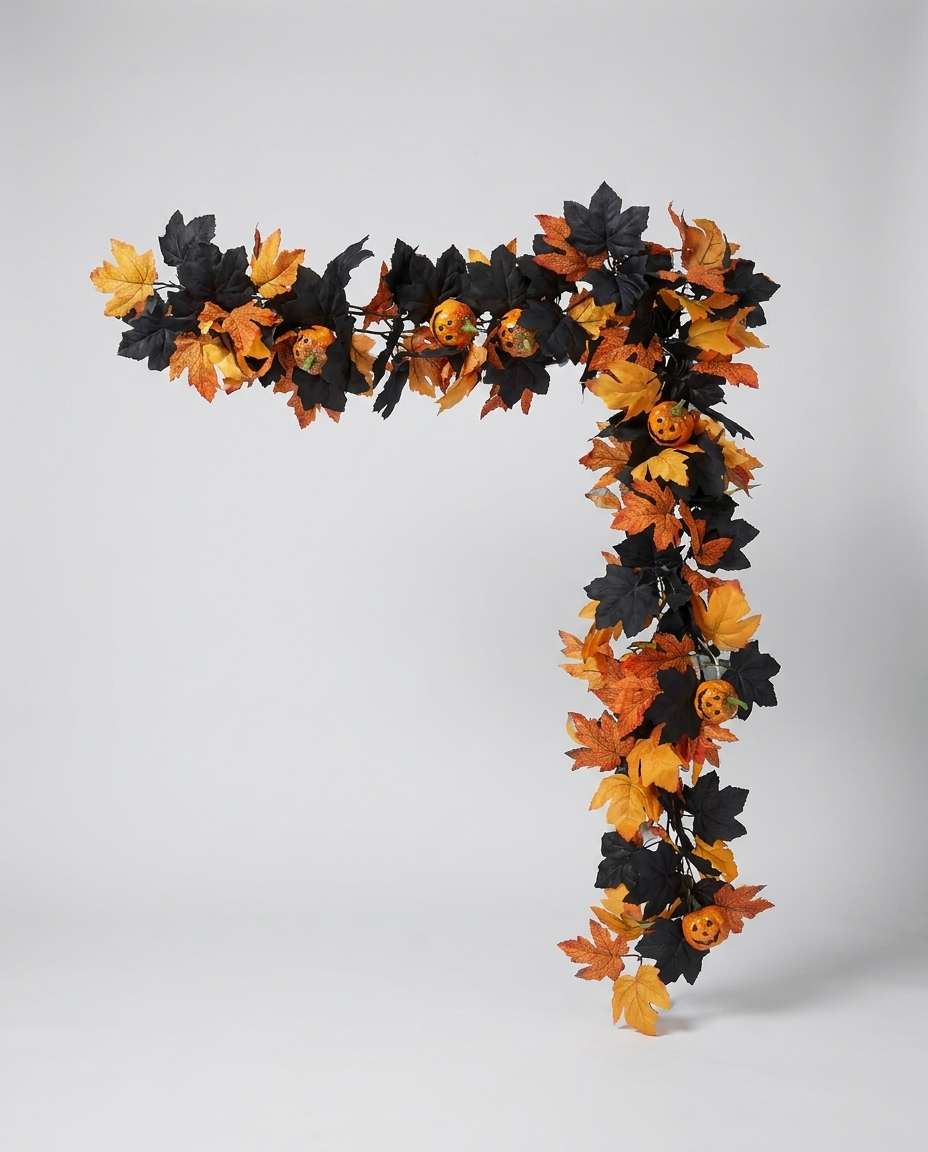 Pumpkin Maple Vine Witch Wreath - studio shot