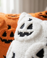 Faux Fleece Pumpkin Cushion Cover - texture detail