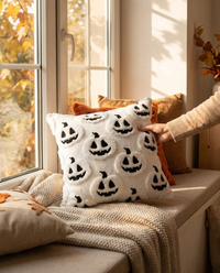 Faux Fleece Pumpkin Cushion Cover - in use
