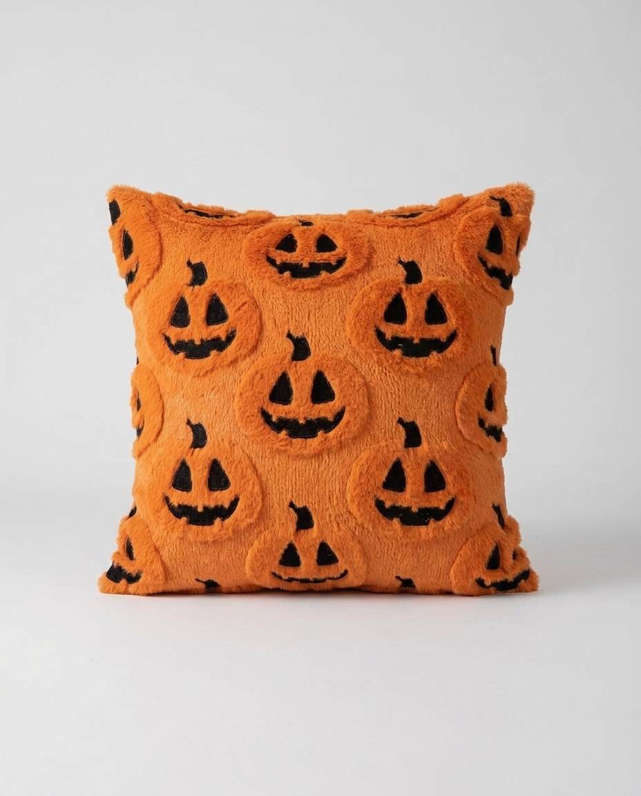 Faux Fleece Pumpkin Cushion Cover - studio shot