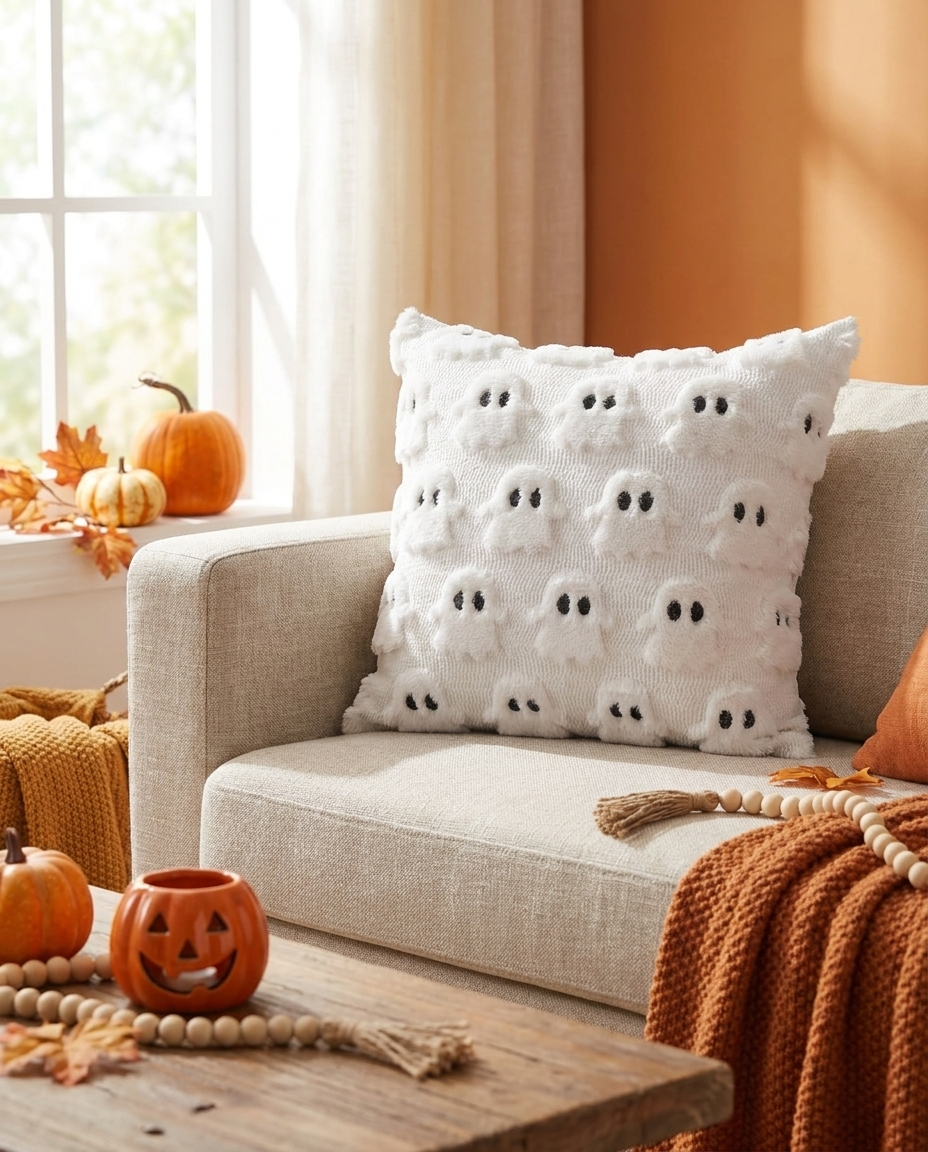 Spooky Ghost Plush Cushion Cover - hero