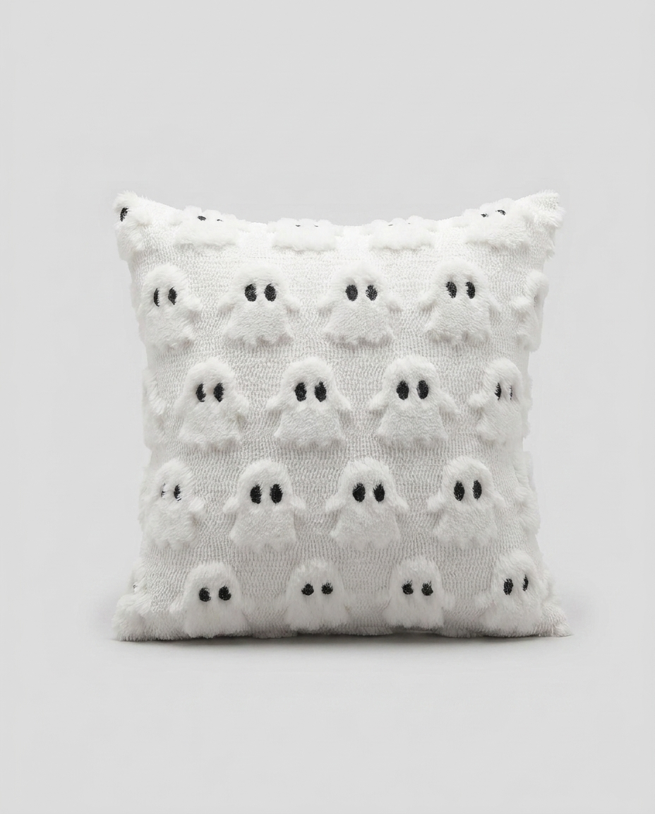 Spooky Ghost Plush Cushion Cover - studio shot
