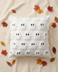 Spooky Ghost Plush Cushion Cover - flat lay