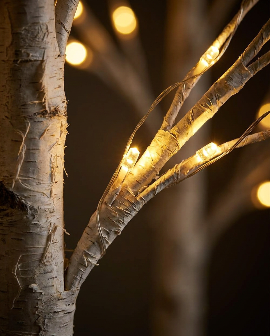 Enchanted Birch Lighted Tree Decor - texture detail