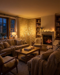 Enchanted Birch Lighted Tree Decor - wide living room