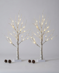 Lighted Birch Tree Decor - studio shot