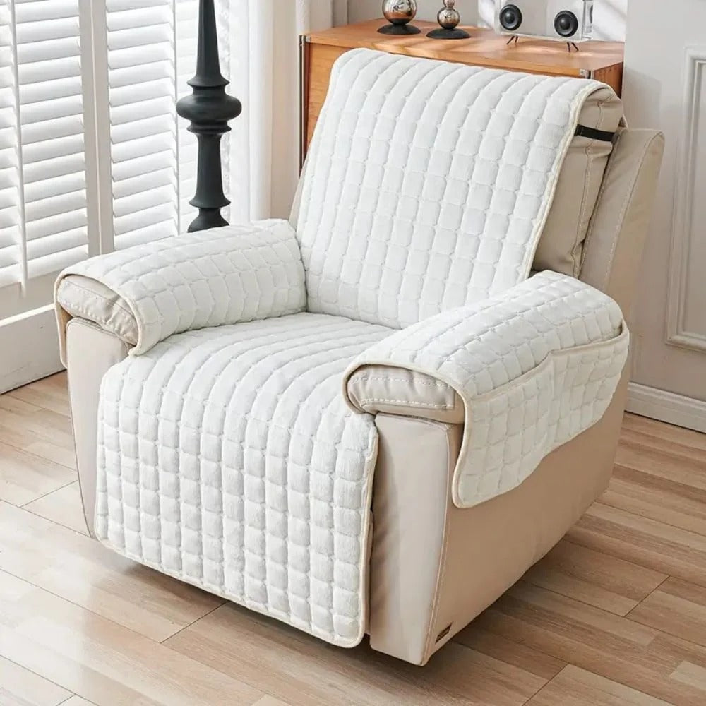 Quilted Recliner Cover with Side Storage Pocket, 4 Colors