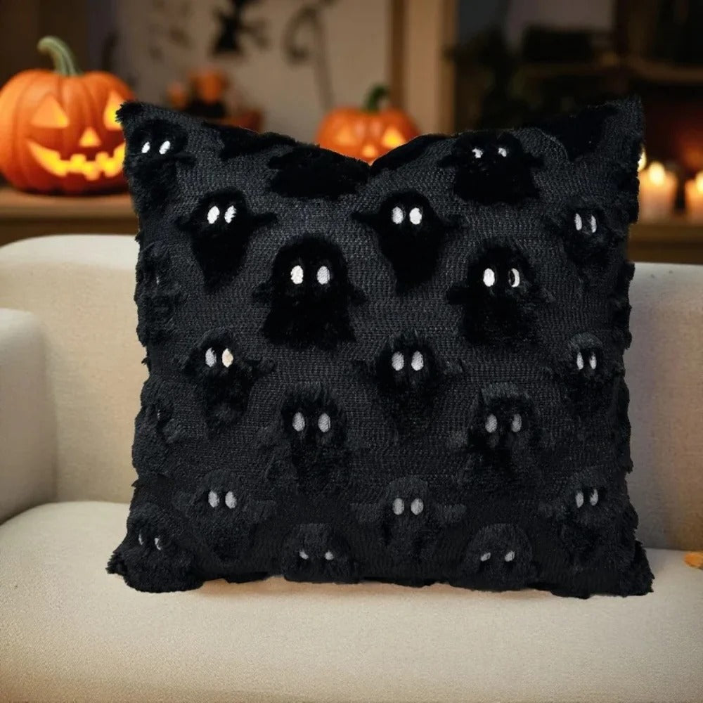 Spooky Ghost Plush Cushion Cover - 3D Halloween Sofa Decor