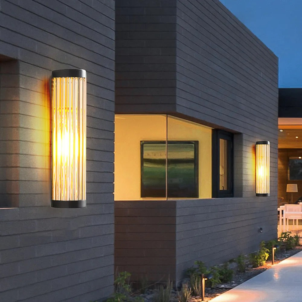 Angad | Outdoor Wall Lamp, Metal/Glass