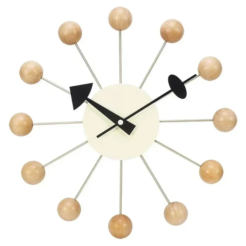 Solenne | Mid-Century Wall Clock with Wood Accent