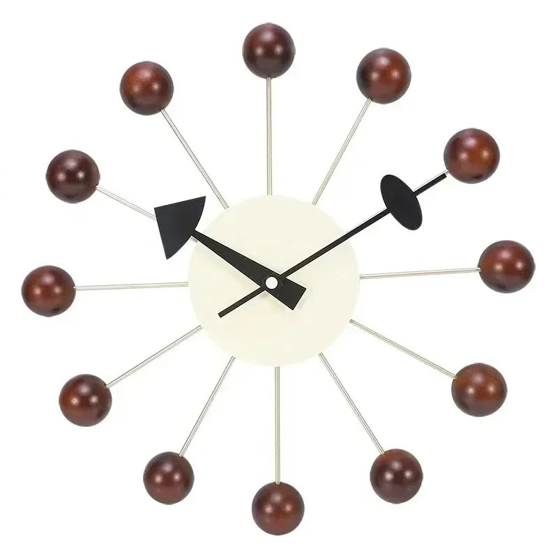 Solenne | Mid-Century Wall Clock with Wood Accent