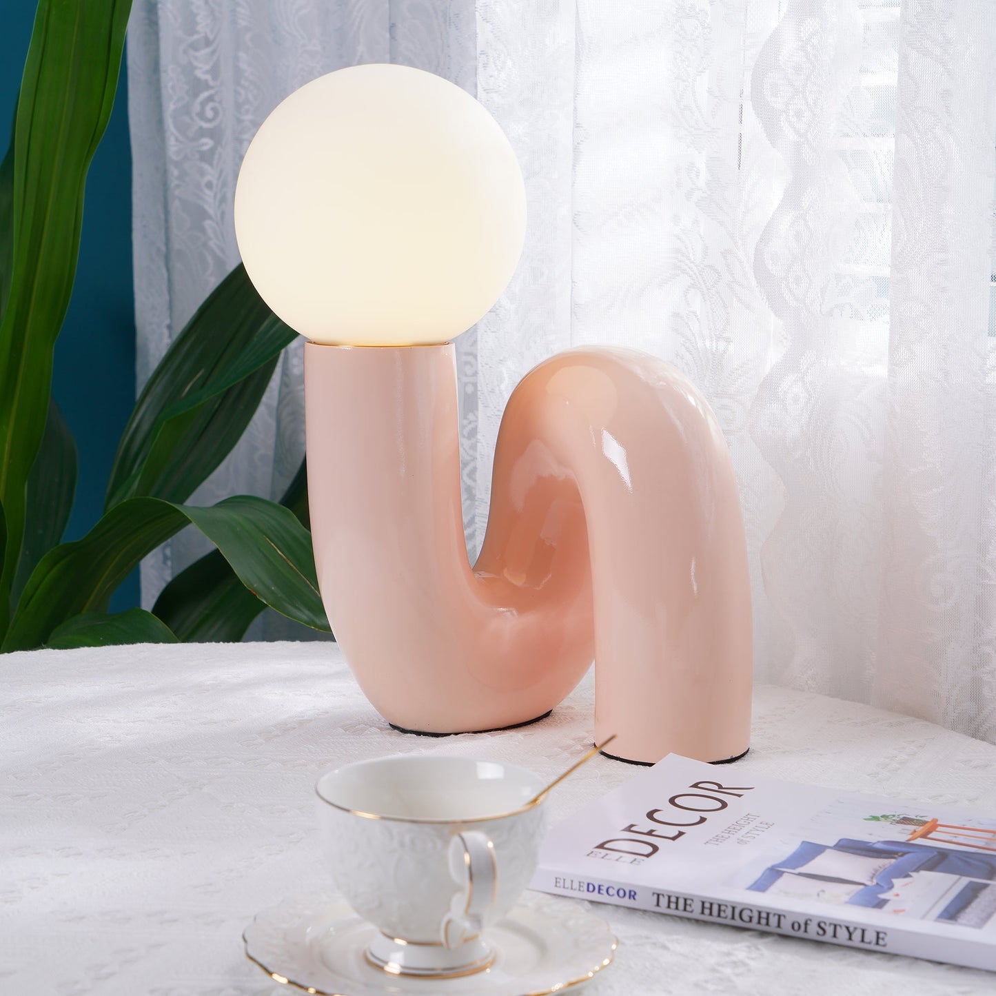 Sola | Decorative Spiral Glass Resin Table Reading Lamp for Bedroom