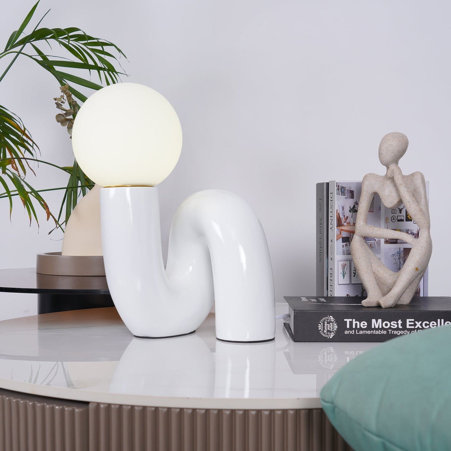 Sola | Decorative Spiral Glass Resin Table Reading Lamp for Bedroom