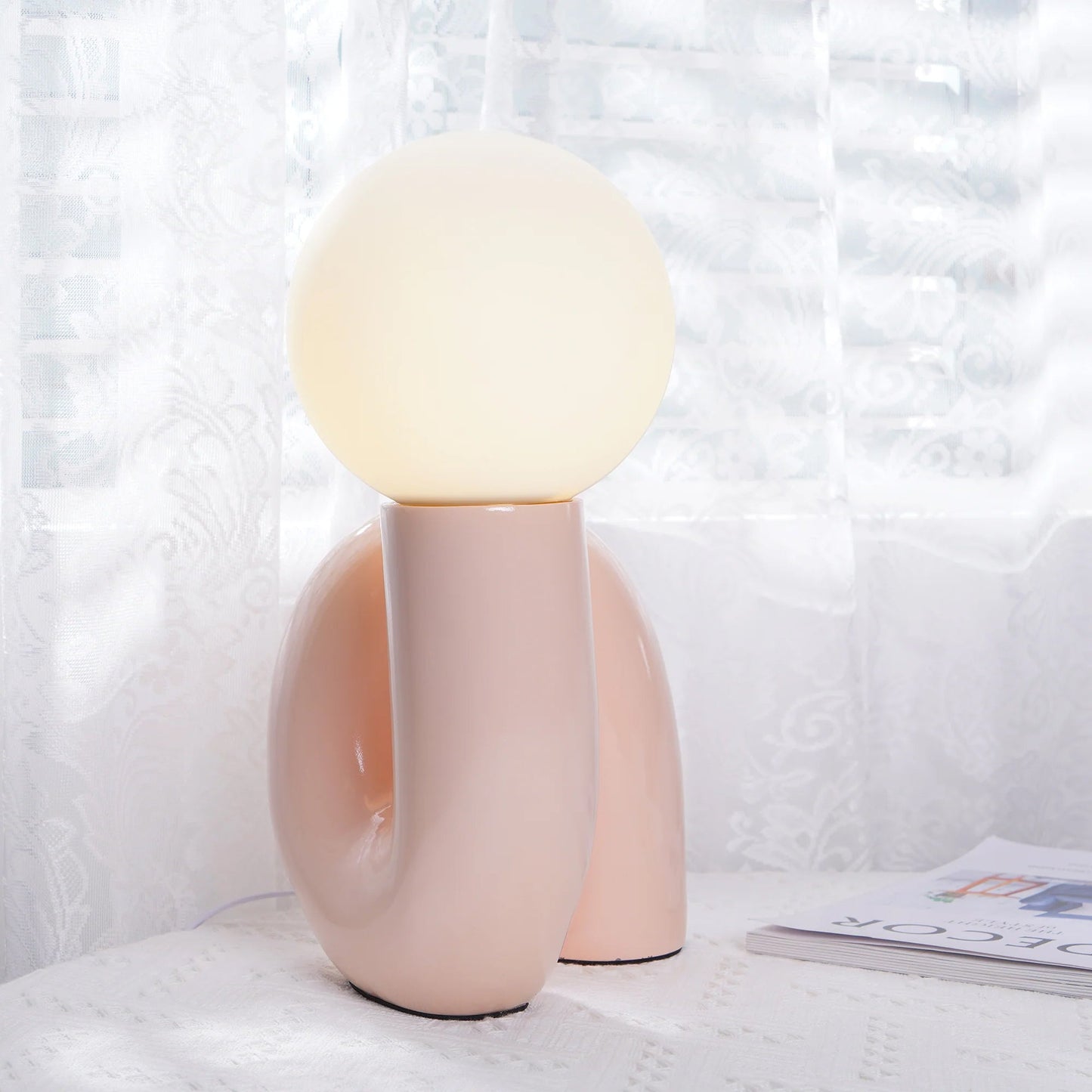Sola | Decorative Spiral Glass Resin Table Reading Lamp for Bedroom