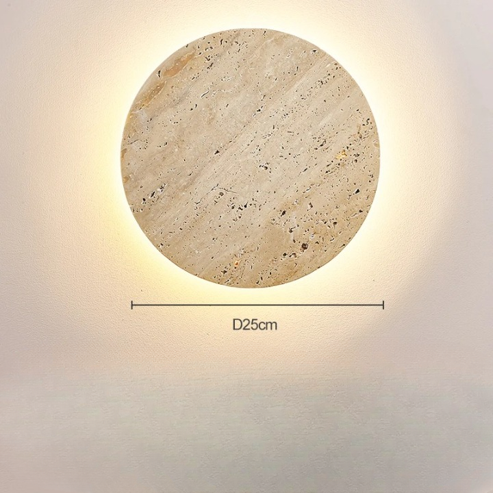 Vida | Natural Travertine Stone Round Wall Light