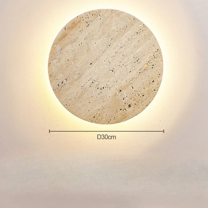 Vida | Natural Travertine Stone Round Wall Light